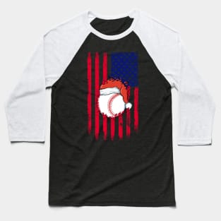 Vintage Santa Sports Flag Design - Christmas Baseball Player Baseball T-Shirt